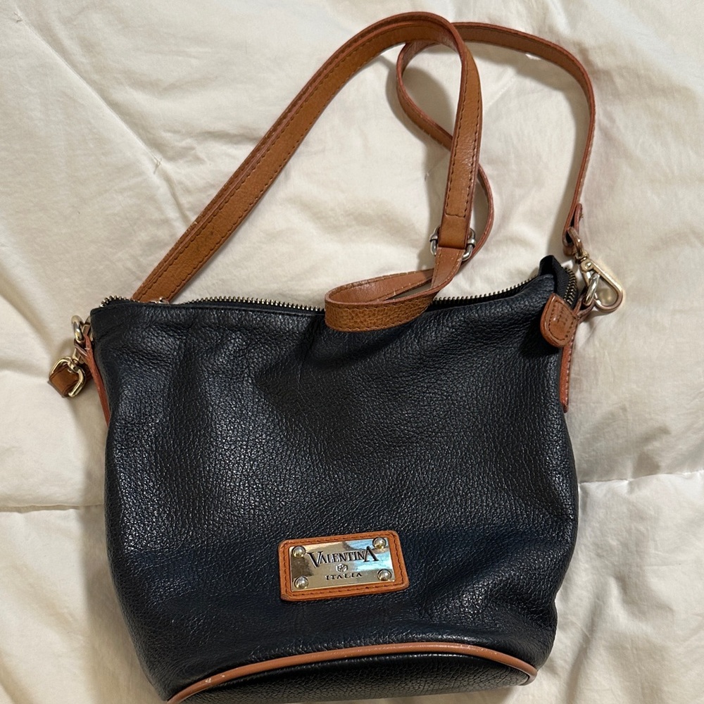 Valentina Black and Brown Crossbody Bag